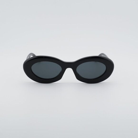 Saint Laurent SL 594 008 Sunglasses Black Oval Frame, Black Lenses main image 9